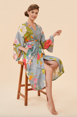 Tropical Flora and Fauna Kimono Jacket in Lavender from Powder