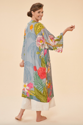 Tropical Flora and Fauna Kimono Gown - Lavender
