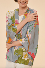 Tropical Flora and Fauna Kimono Jacket in Lavender from Powder