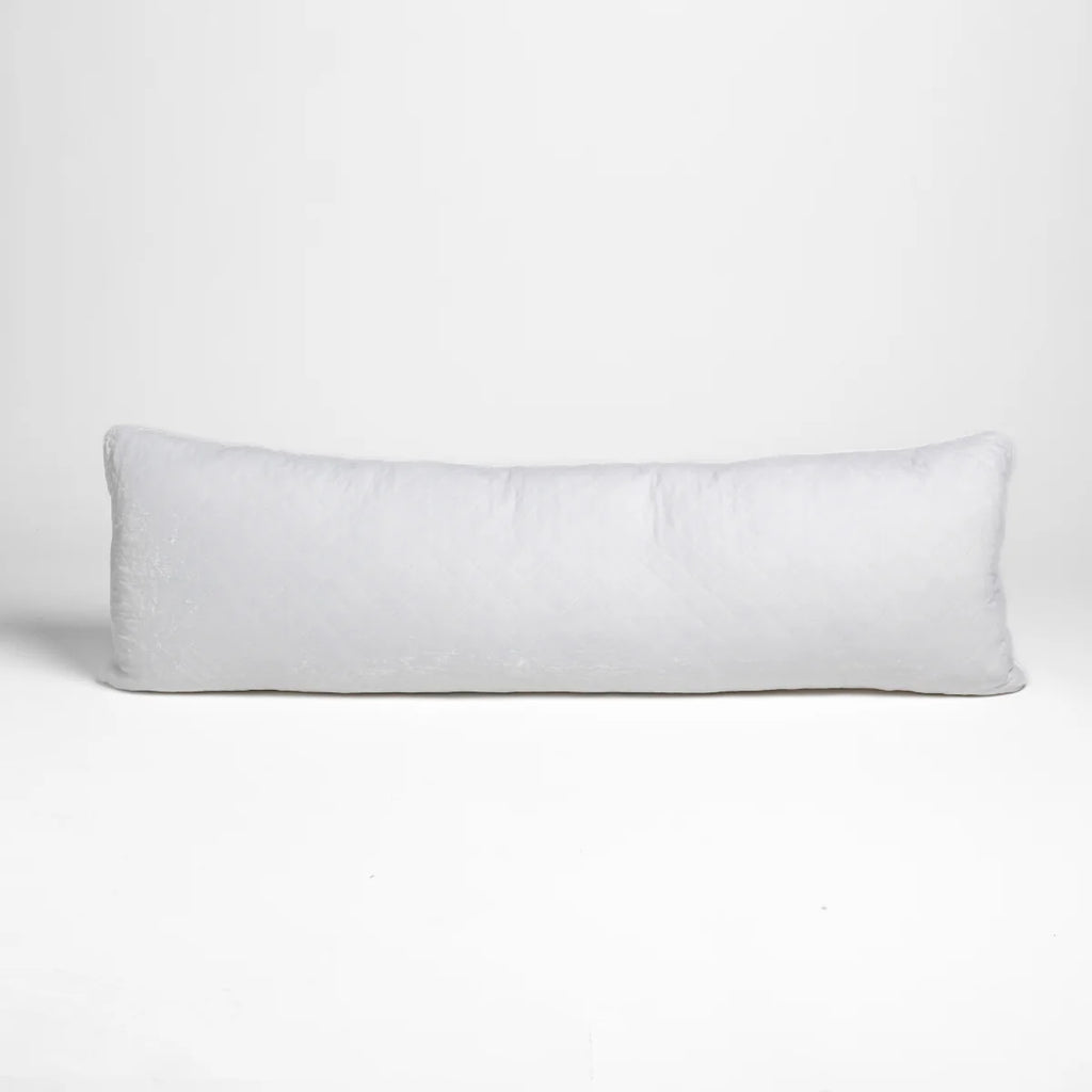 Silk Velvet Quilted Body Pillow from Bella Notte Linens in White. 