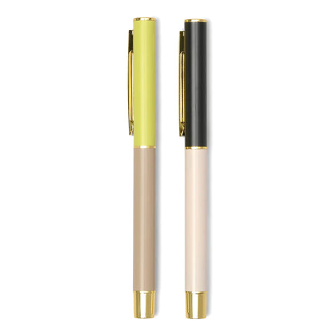 Color Block Pens - Set of 2 - Off White + Taupe