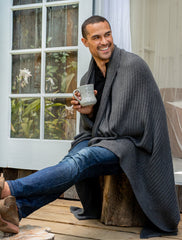 CozyChic Lite Ribbed Throw in Color Carbon from Barefoot Dreams