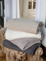 CozyChic Lite Ribbed Throw in Colors Pearl, Cocoa, Sand, Pewter, and Carbon from Barefoot Dreams