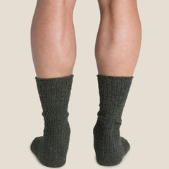 CozyChic Men's Ribbed Socks in the Color Heathered Olive/Green from Barefoot Dreams 