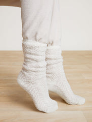 CozyChic Women's Herringbone Socks in Cream/Stone from Barefoot Dreams