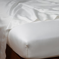 Bria Fitted Sheet in Winter White from Bella Notte Linens