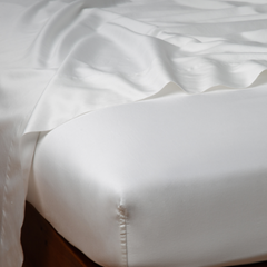 Bria Queen Fitted Sheet in Winter White from Bella Notte Linens