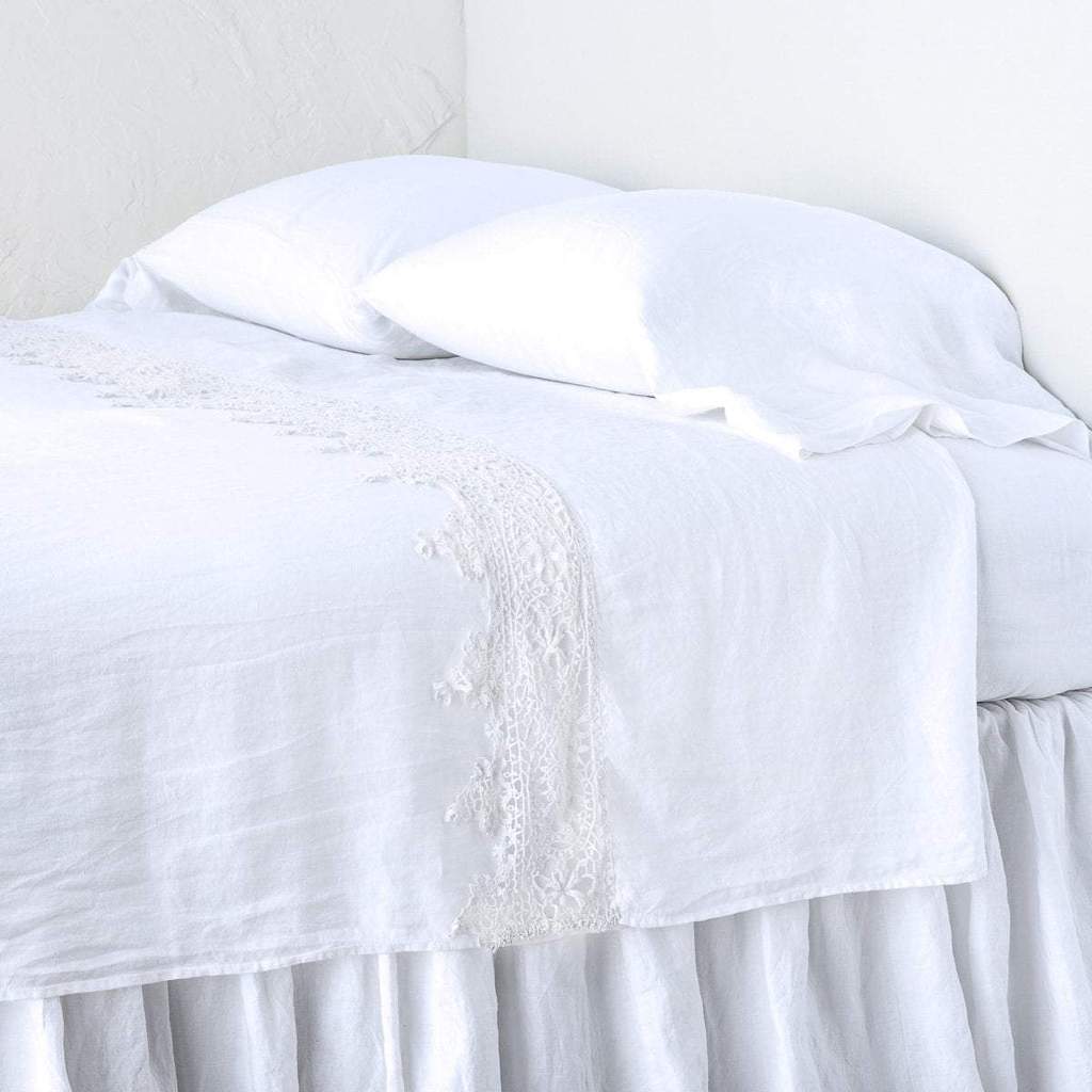 Frida Queen Flat Sheet in White from Bella Notte Linens