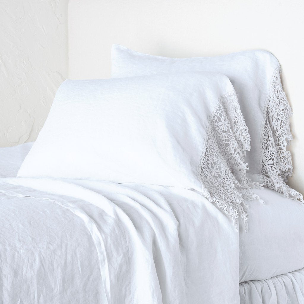 Frida King Pillowcase in White from Bella Notte Linens