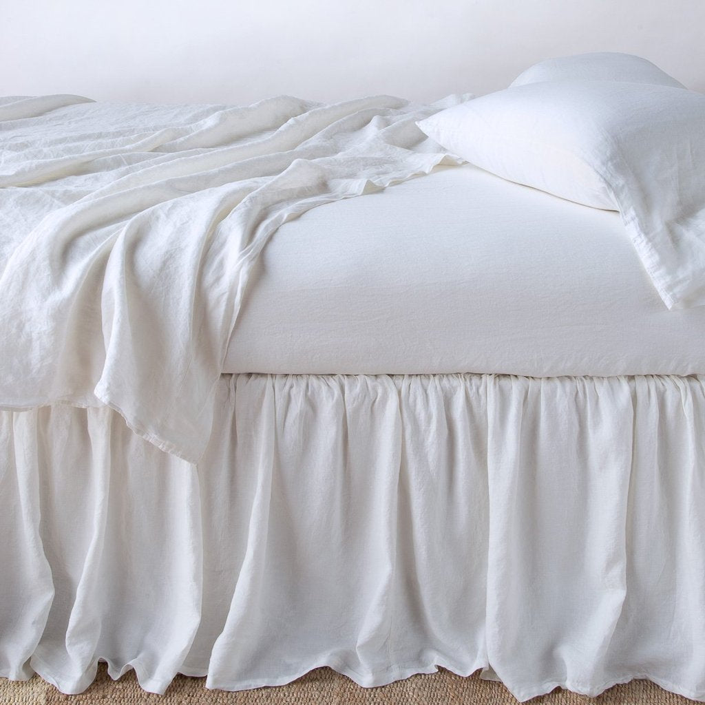 Linen King Bed Skirt in White from Bella Notte Linens