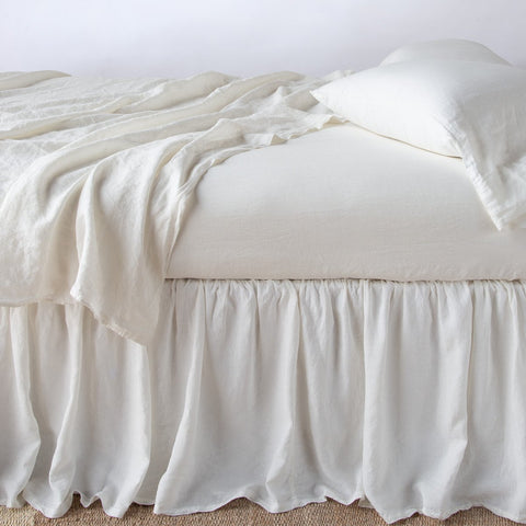 Linen Bed Skirt - Winter White - Queen