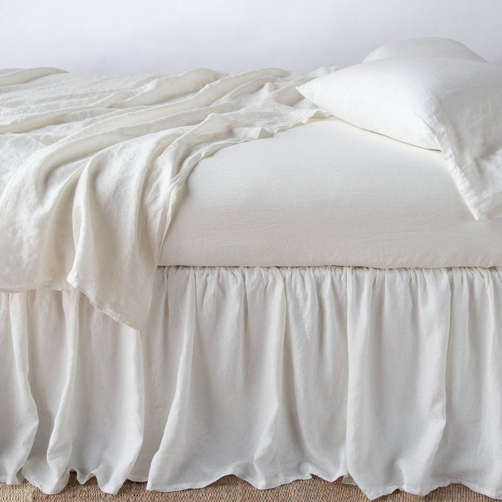 Linen King Bed Skirt in Winter White from Bella Notte Linens
