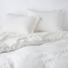 Linen Queen Duvet Cover in Winter White from Bella Notte Linens