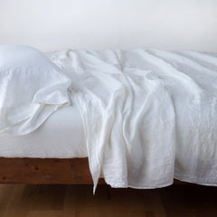Linen Queen Fitted Sheet in White from Bella Notte Linens