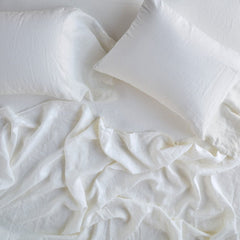 Linen Queen Flat Sheet in Winter White from Bella Notte Linens