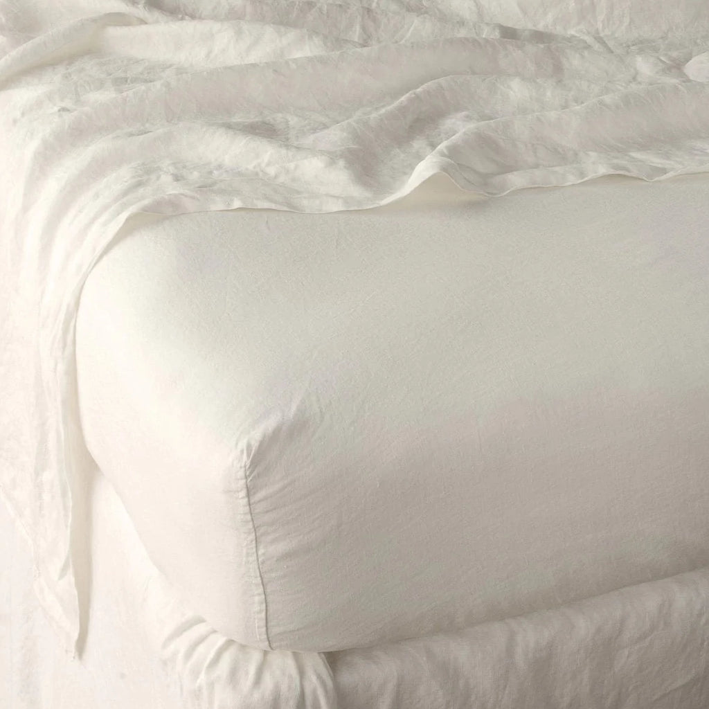 Linen King Fitted Sheet in Parchment from Bella Notte Linens