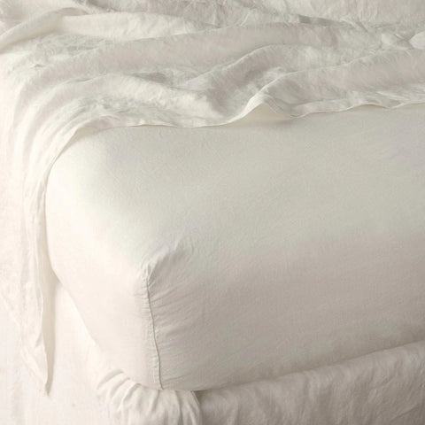 Linen Fitted Sheet - Parchment - King