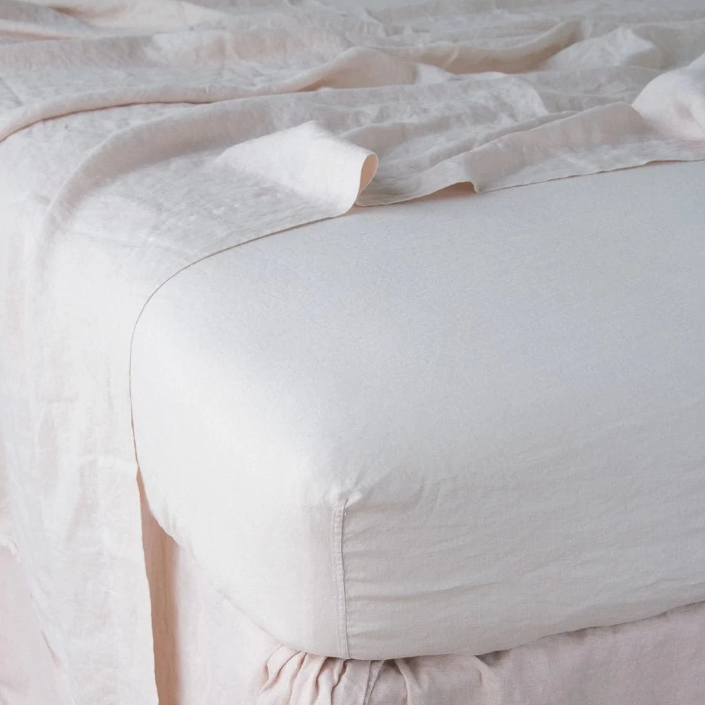 Linen King Fitted Sheet in Pearl from Bella Notte Linens