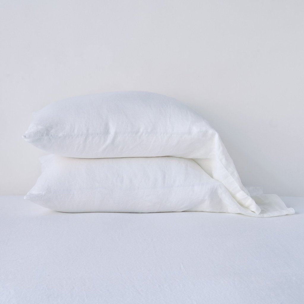 Linen Standard Pillowcase in White from Bella Notte Linens