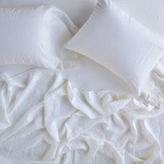 Linen Queen Flat Sheet in White from Bella Notte Linens