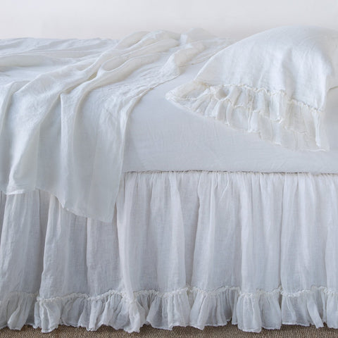 Linen Whisper Bed Skirt - White - King