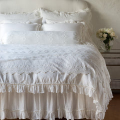 Linen Whisper King Bed Skirt in Winter White from Bella Notte Linens