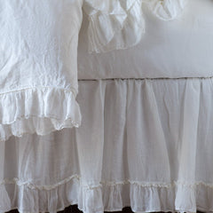Linen Whisper King Bed Skirt in Winter White from Bella Notte Linens