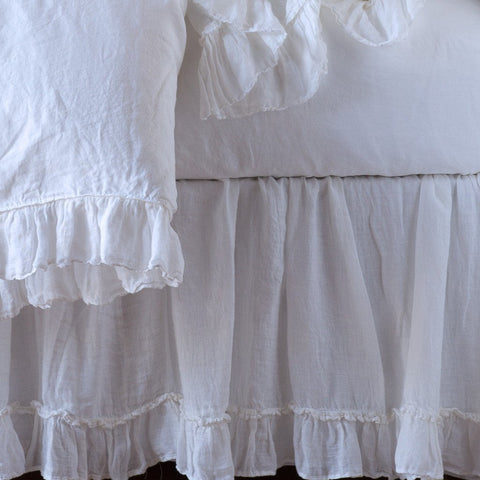 Linen Whisper Bed Skirt - Winter White - Queen