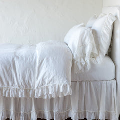Linen Whisper Queen Bed Skirt in Winter White from Bella Notte Linens