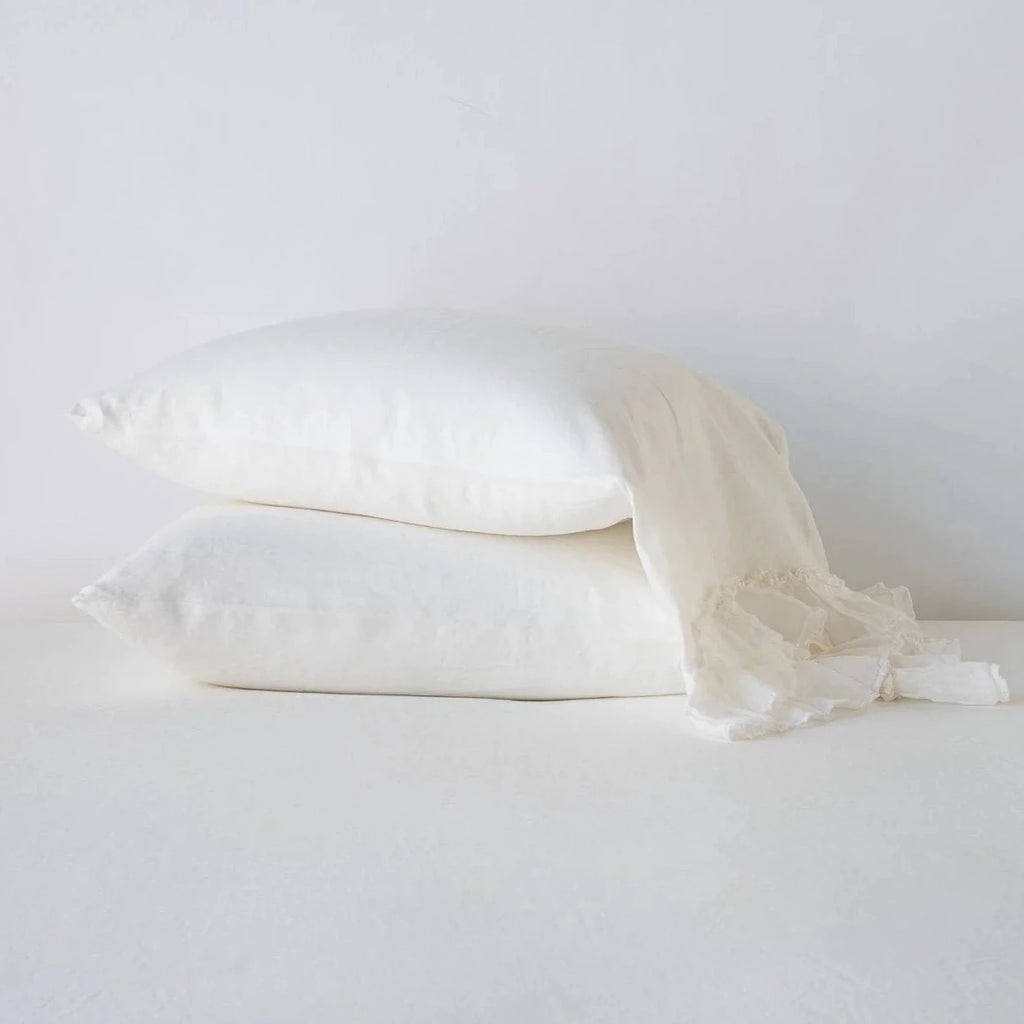 Linen Whisper King Pillowcase in Winter White from Bella Notte Linens