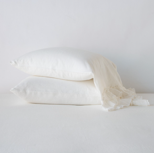 Standard Linen Whisper Pillowcase in Winter White from Bella Notte Linens