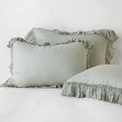 Linen Whisper Shams from Bella Notte Linens in the color Eucalyptus.