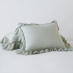 Linen Whisper Shams from Bella Notte Linens in the color Eucalyptus.