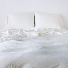 Madera Luxe Queen Duvet Cover in Winter White from Bella Notte Linens