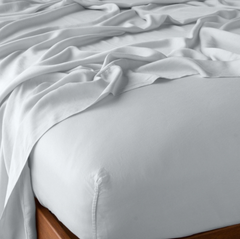 Madera Luxe Queen Fitted Sheet in Cloud from Bella Notte Linens