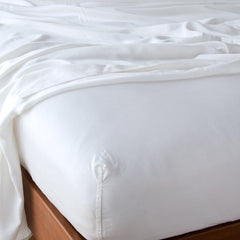 Madera Luxe Queen Fitted Sheet in White from Bella Notte Linens