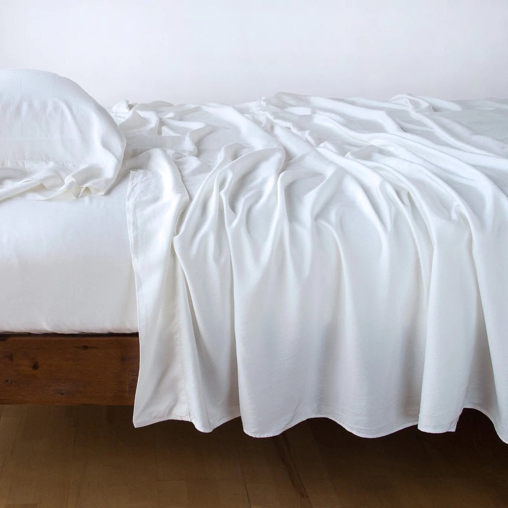 Madera Luxe Twin Flat Sheet in White from Bella Notte Linens