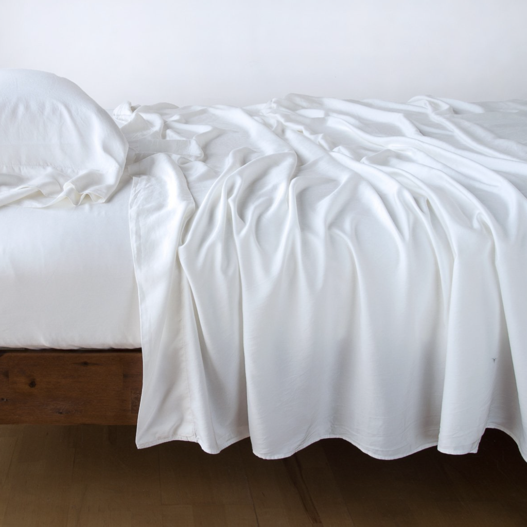 Madera Luxe King Flat Sheet in White from Bella Notte Linens