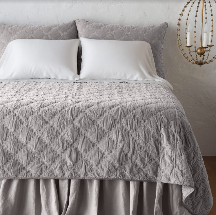 Marseille Queen Coverlet in Fog from Bella Notte Linens