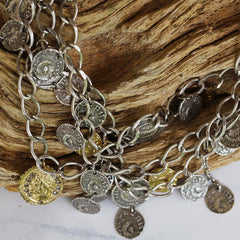 Vintage Silver 3 Tier Roman Coin Necklace