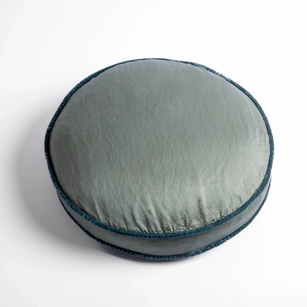 Paloma Round Throw Pillow in Eucalyptus from Bella Notte Linens