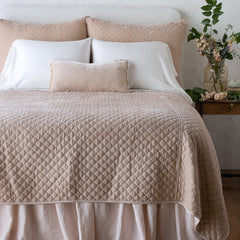 King Silk Velvet Quilted Coverlet in Pearl from Bella Notte Linens