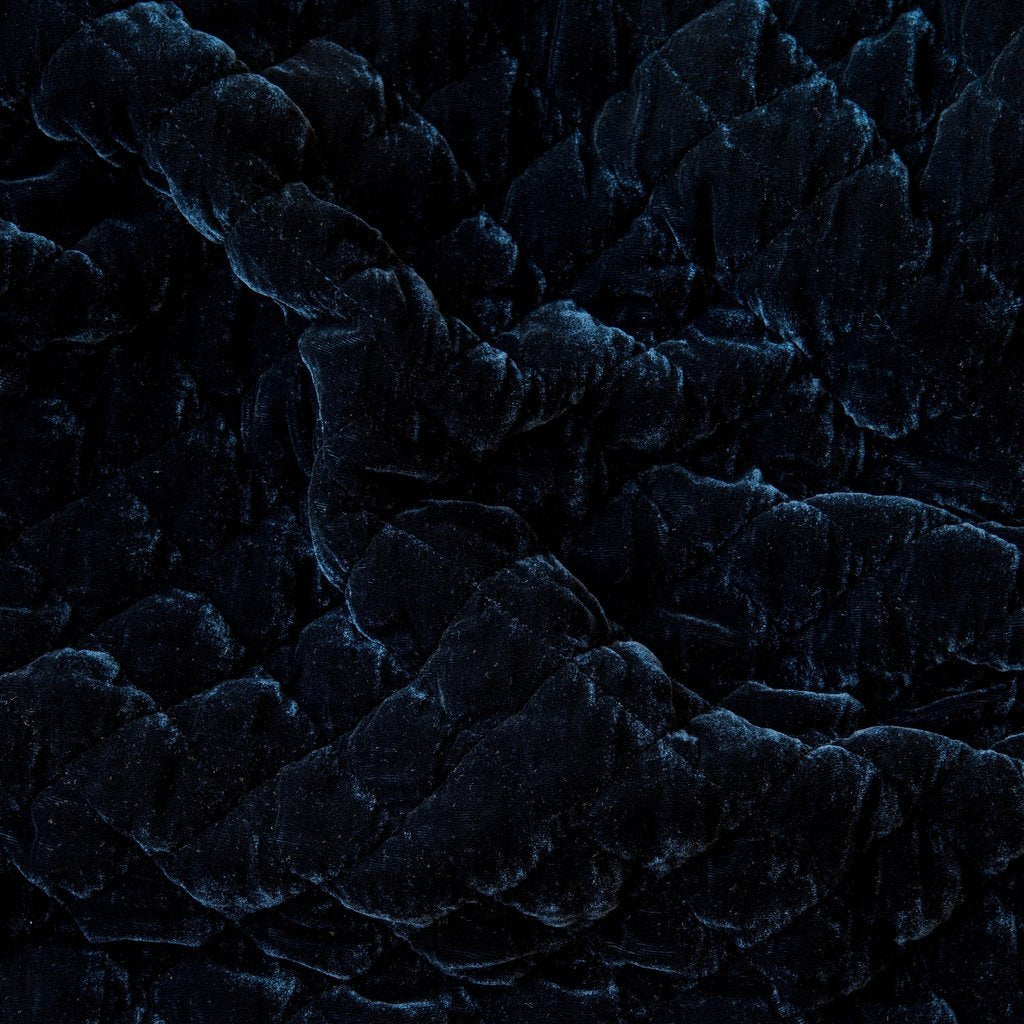 Queen Silk Velvet Quilted Coverlet in Midnight from Bella Notte Linens