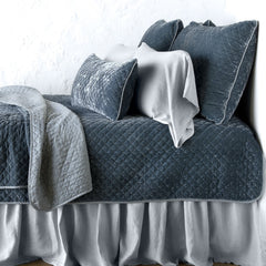 Silk Velvet Quilted King Coverlet in Mineral from Bella Notte Linens