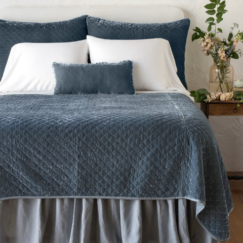 Silk Velvet Quilted Coverlet - Mineral - Queen - COMING SOON!