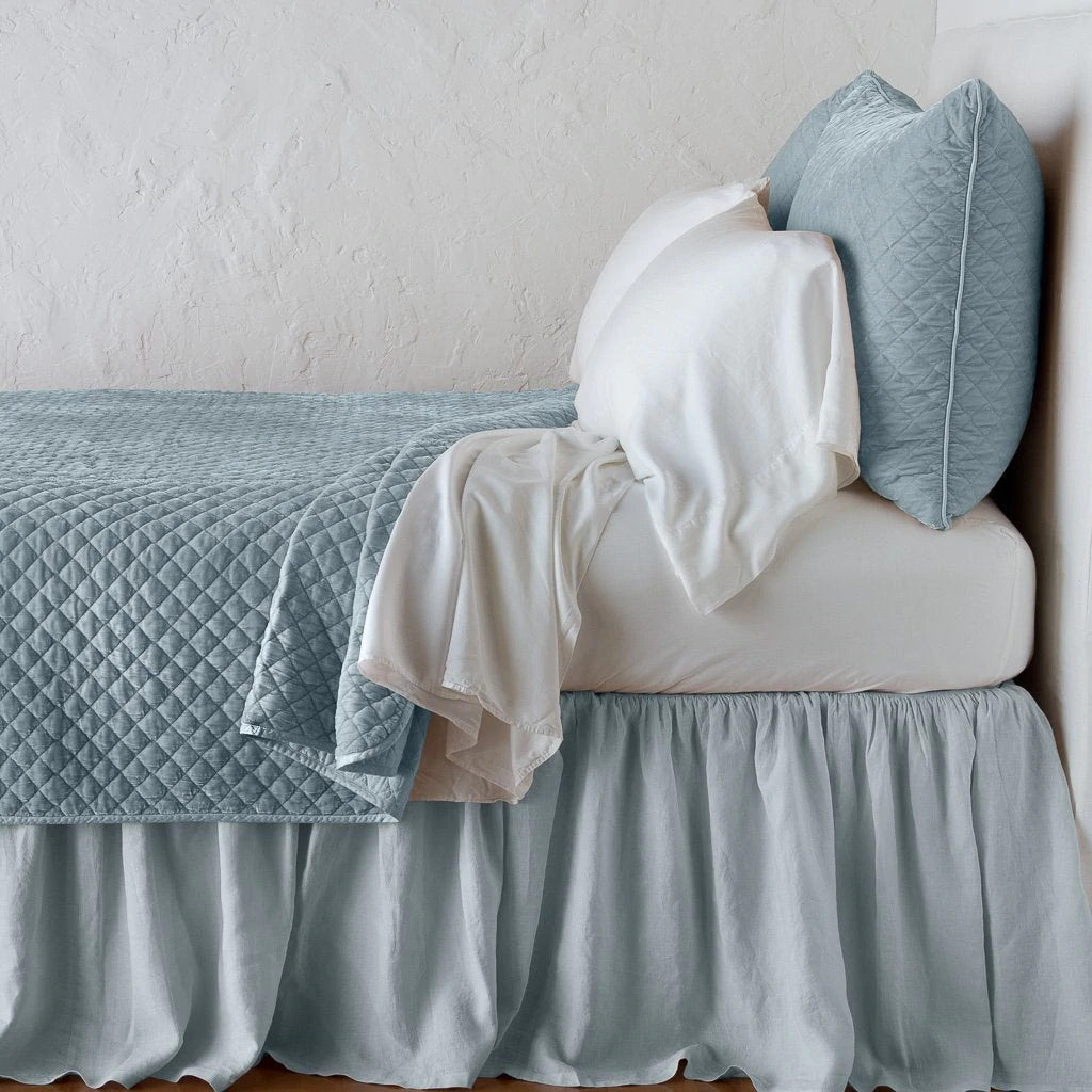 Silk Velvet Quilted Coverlet in Cloud from Bella Notte Linens