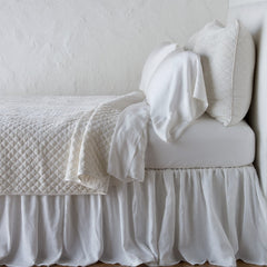 Silk Velvet Quilted Queen Coverlet in Winter White from Bella Notte Linens