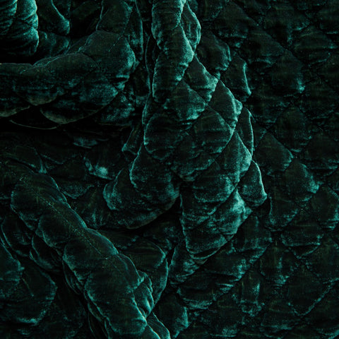 Silk Velvet Quilted Coverlet - Jade - King