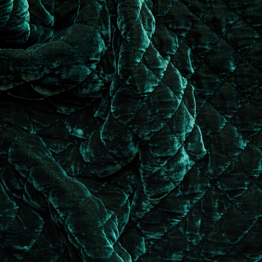 Silk Velvet Quilted Fabric in Jade from Bella Notte Linens