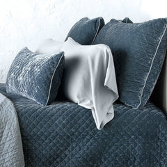 Silk Velvet Quilted Euro Sham in Mineral from Bella Notte Linens
